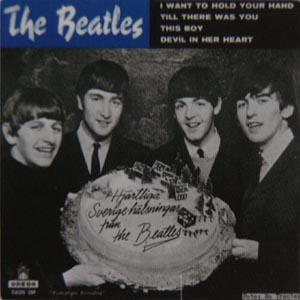 Beatles samlarsaker memorabilia samla 60 tal Ringo John Paul George Swe_Records_EP_Hjartliga_Sverige_Halsningar_Fran_The_Beatles